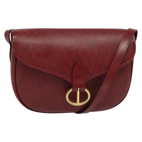 DIOR Honeycomb Canvas Shoulder Bag Pvc Red Gold - Picture 1 of 12